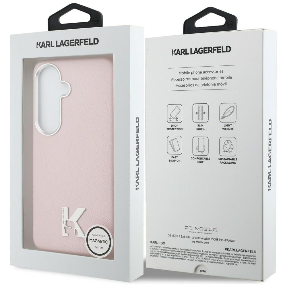 Karl Lagerfeld - Wrapped Grained Leather with K Head Logo MagSafe (KLHMS26S5PGFKHGP) - Samsung Galaxy S26 - Pink