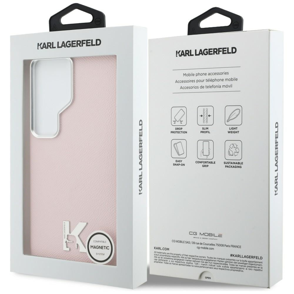 Karl Lagerfeld - Wrapped Grained Leather with K Head Logo MagSafe (KLHMS26L5PGFKHGP) - Samsung Galaxy S26 Ultra - Pink