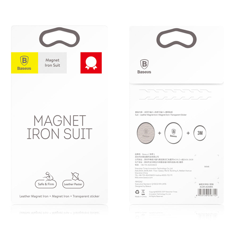 Baseus - (2 pack) Metal Plate (ACDR-A0S) - with PU Leather and Iron Suit - Black / Silver