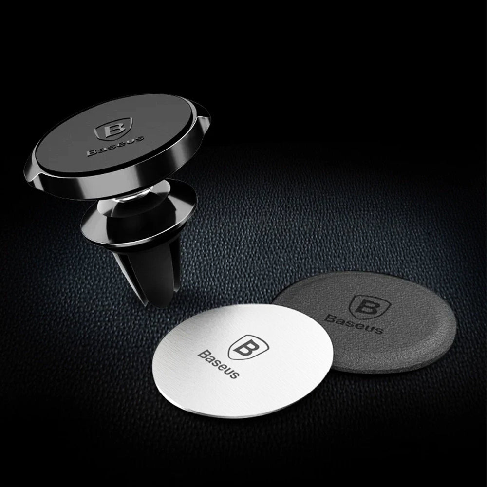 Baseus - (2 pack) Metal Plate (ACDR-A0S) - with PU Leather and Iron Suit - Black / Silver