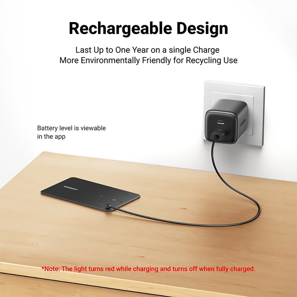 Ugreen - Smart Tracker CM817 (45298) - Apple Find My (iOS Only), BT 5.0, IP68, Ultra-Thin, 80 dB, 12-Month Battery - Bla
