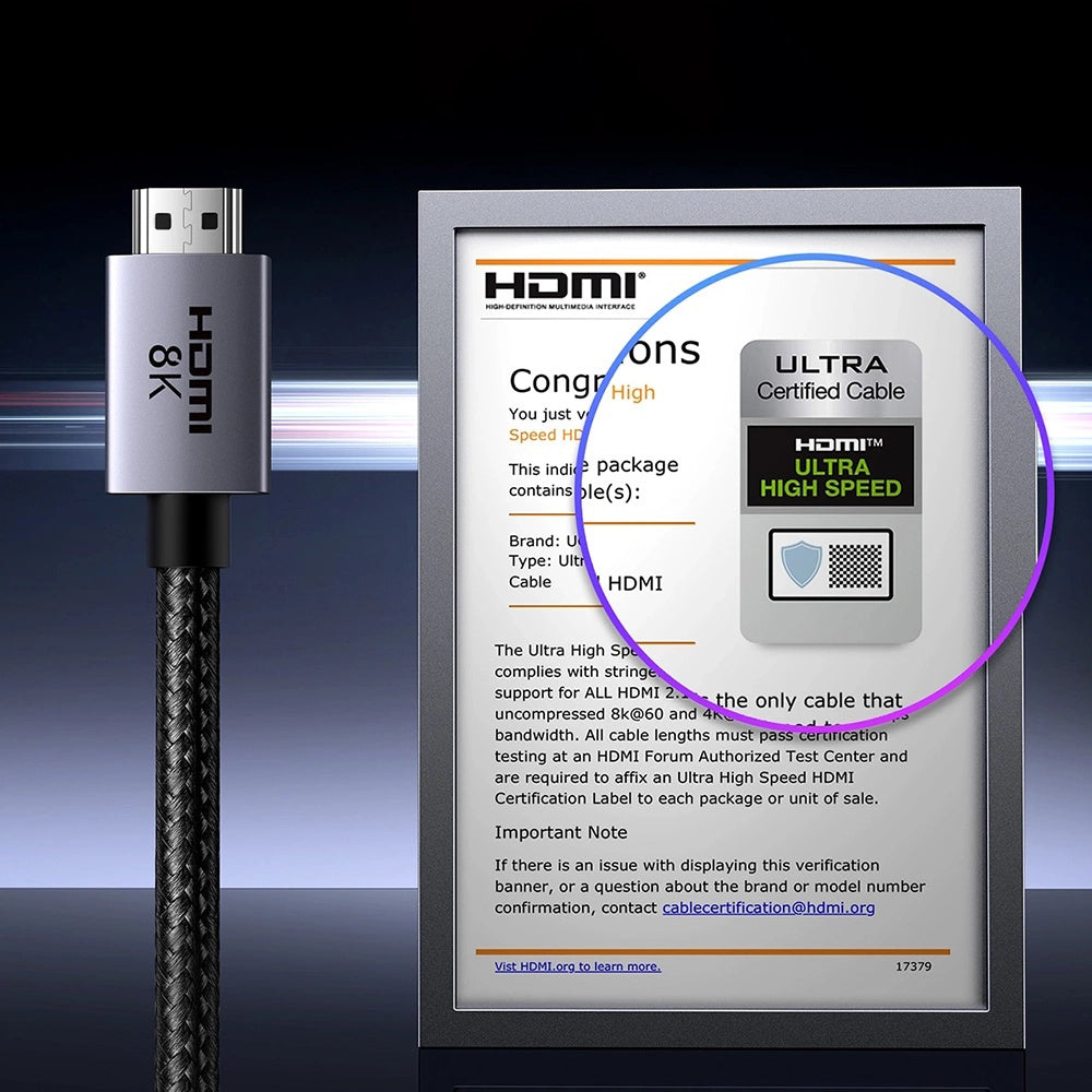 Cablu Ugreen HD171 (25911), HDMI, 8K@60Hz 48Gbps, 3m, Gri