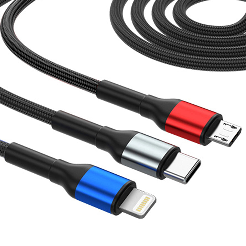 3mk - Data Cable Hyper N-Series 6in1 - USB-C/USB Male, USB-C Female to USB-C, Lightning, Micro, 18W, 9V/2A, 1.2m - Black