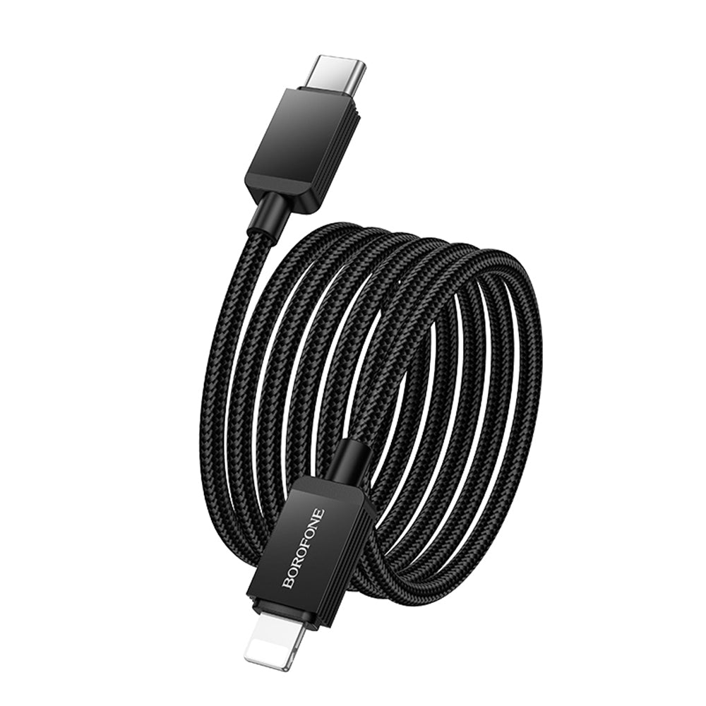 Borofone - Data Cable Placer Series (BX120) - Type-C to Lightning, Aluminum Alloy Shell, Nylon Braided Cable, 27W, 1m - 