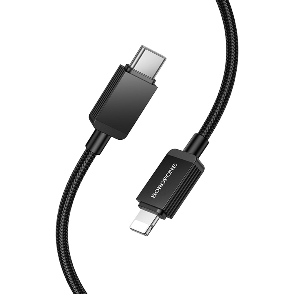 Borofone - Data Cable Placer Series (BX120) - Type-C to Lightning, Aluminum Alloy Shell, Nylon Braided Cable, 27W, 1m - 