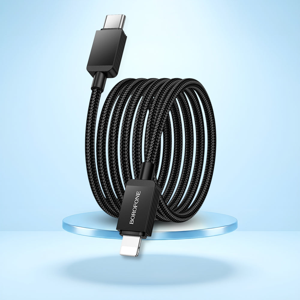 Borofone - Data Cable Placer Series (BX120) - Type-C to Lightning, Aluminum Alloy Shell, Nylon Braided Cable, 27W, 1m - 