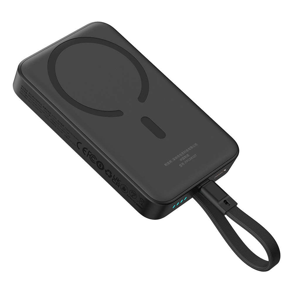 Baseus - Power Bank Magnetic Mini (P1002210B113-00) - MagSafe, 2x USB-C, Lightning, 30W, Fast Charge, 10000mAh - Black