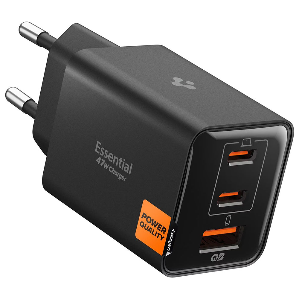 Spigen Incarcator Spigen Essential EE473EU (ACH09465), USB, 2x Type-C, Fast Charging, Quantum Boost, 47W, Negru