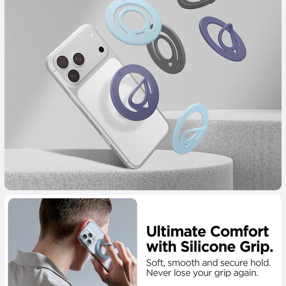 Spigen - Phone Ring Dual Pop MagSafe (AMP11369) - with Flexible Finger Loop Grip, Dual Magnetic, Silicone - Violet