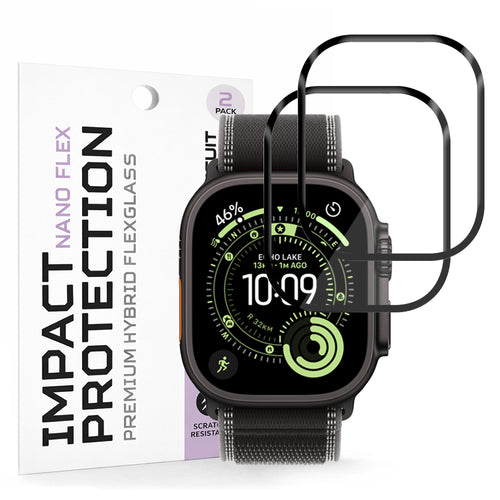 Techsuit - Nano Flex (2 pack) - Apple Watch Ultra / Ultra 2 / Ultra 3 - Black