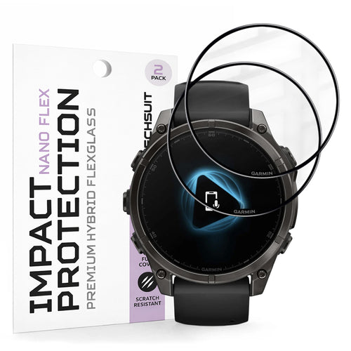 Techsuit - Nano Flex (2 pack) - Garmin Fenix 8 / Fenix 8 Pro 47mm - Black