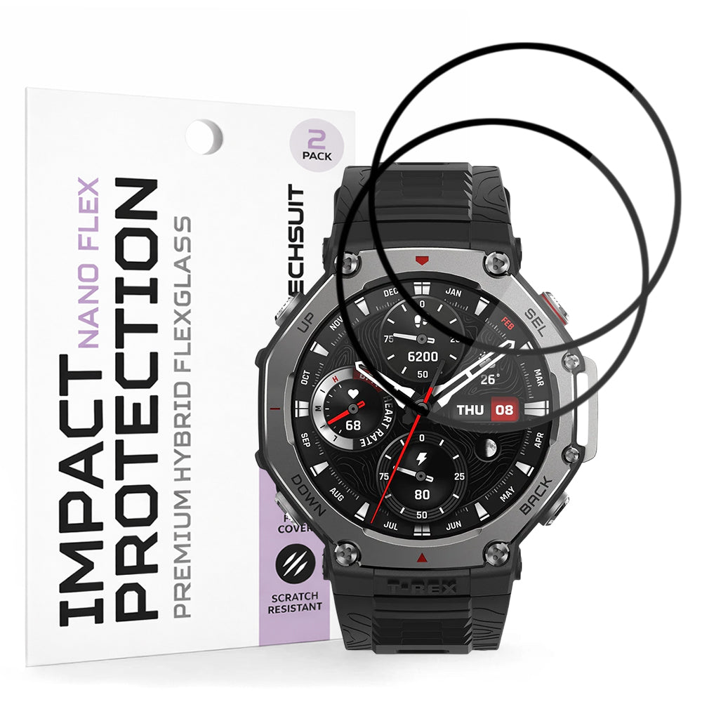 Techsuit - Nano Flex (2 pack) - Amazfit T-Rex 3 - Black