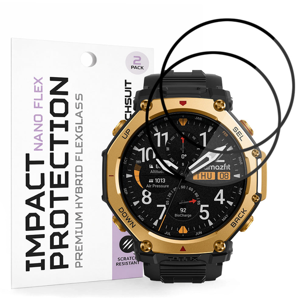Techsuit - Nano Flex (2 pack) - Amazfit T-Rex 3 Pro 48mm - Black