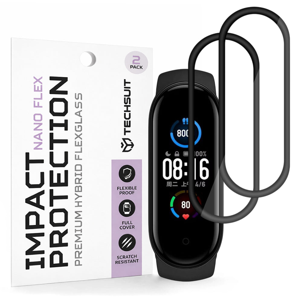 Techsuit - Nano Flex (2 pack) - Xiaomi Mi Band 5 / 6 / 6 NFC - Black