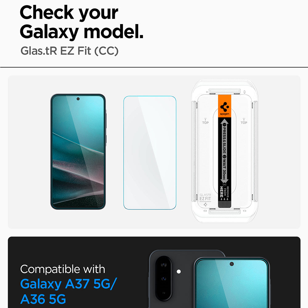 Spigen Folie de protectie Spigen Glas.tR EZ-FIT HD (AGL11365) compatibil cu Samsung Galaxy A36 5G / A37 5G, Transparent 