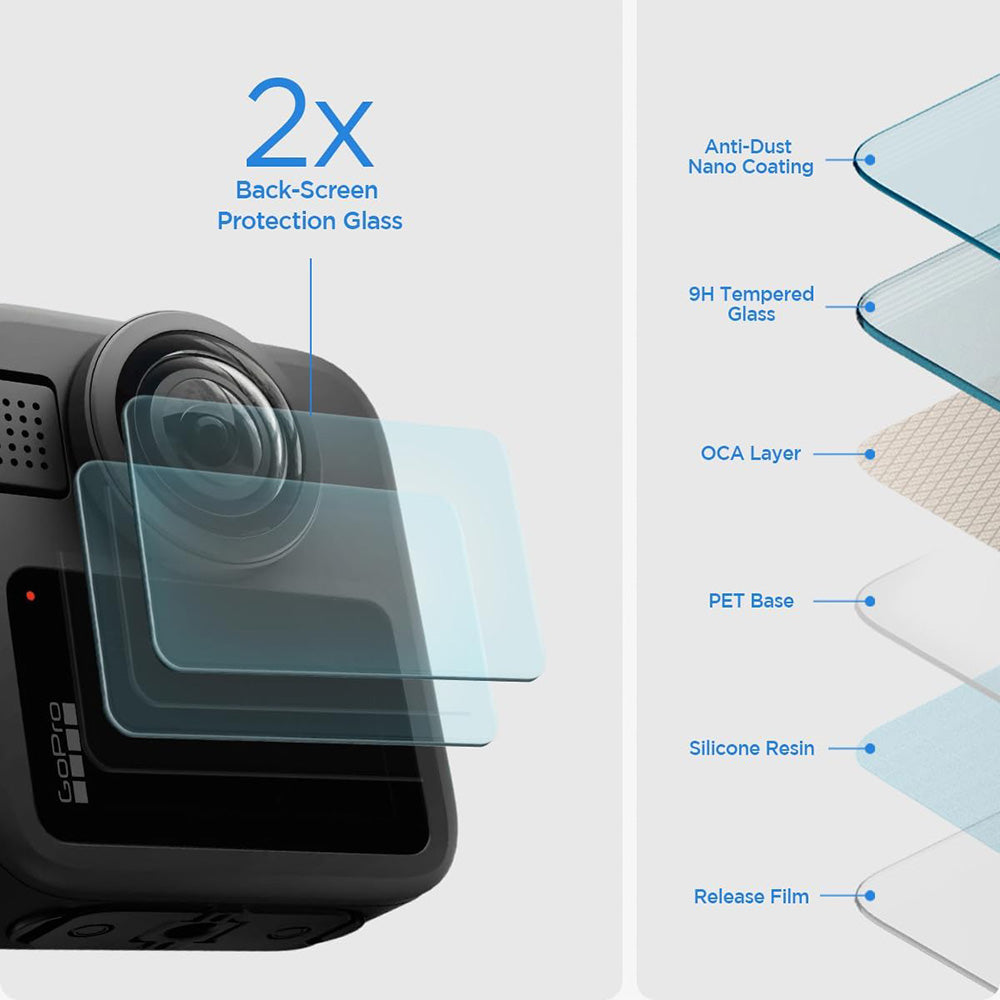 Spigen - (2 pack) Glas.tR Slim, Back Screen (AGL11230) - GoPro MAX 2 - Clear