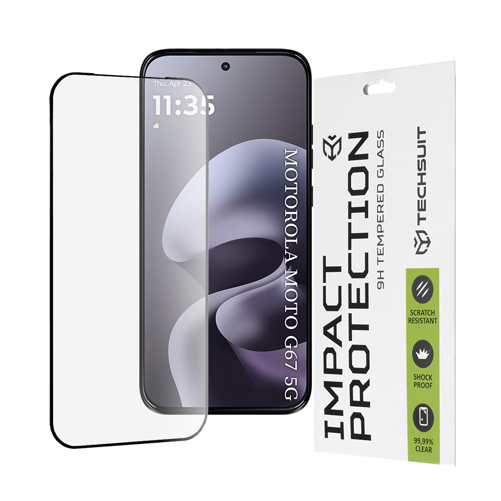 Techsuit - 111D Full Cover / Full Glue Glass - Motorola Moto G77 / G67 - Black