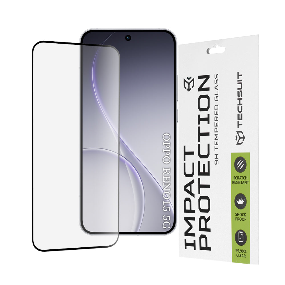 Techsuit - 111D Full Cover / Full Glue Glass - Oppo Reno15 - Black