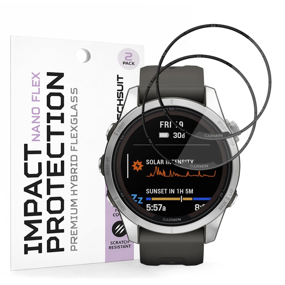 Techsuit - Nano Flex (2 pack) - Garmin Fenix 7S Pro Solar - Black