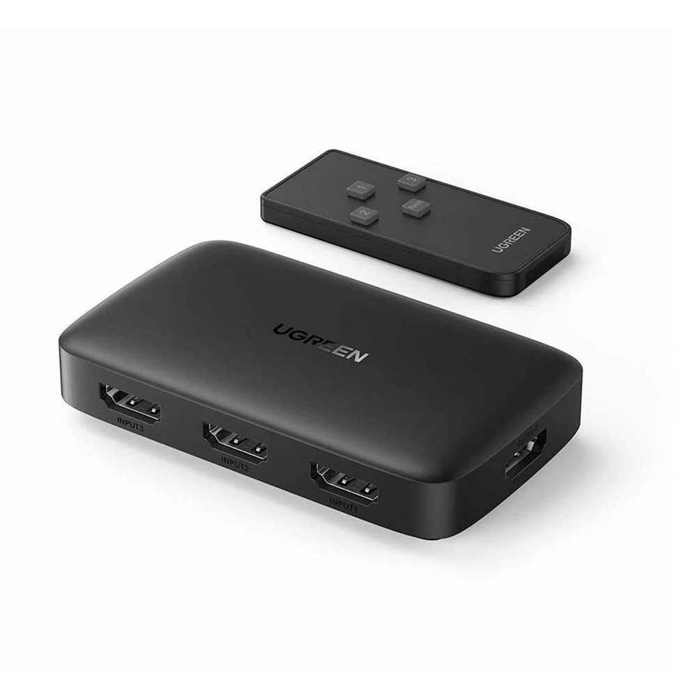 Ugreen - KVM Switch CM332 (80125) - 3x HDMI, 4K@30Hz, 1x Micro USB, RGB Video, 8-channel LPCM - Black