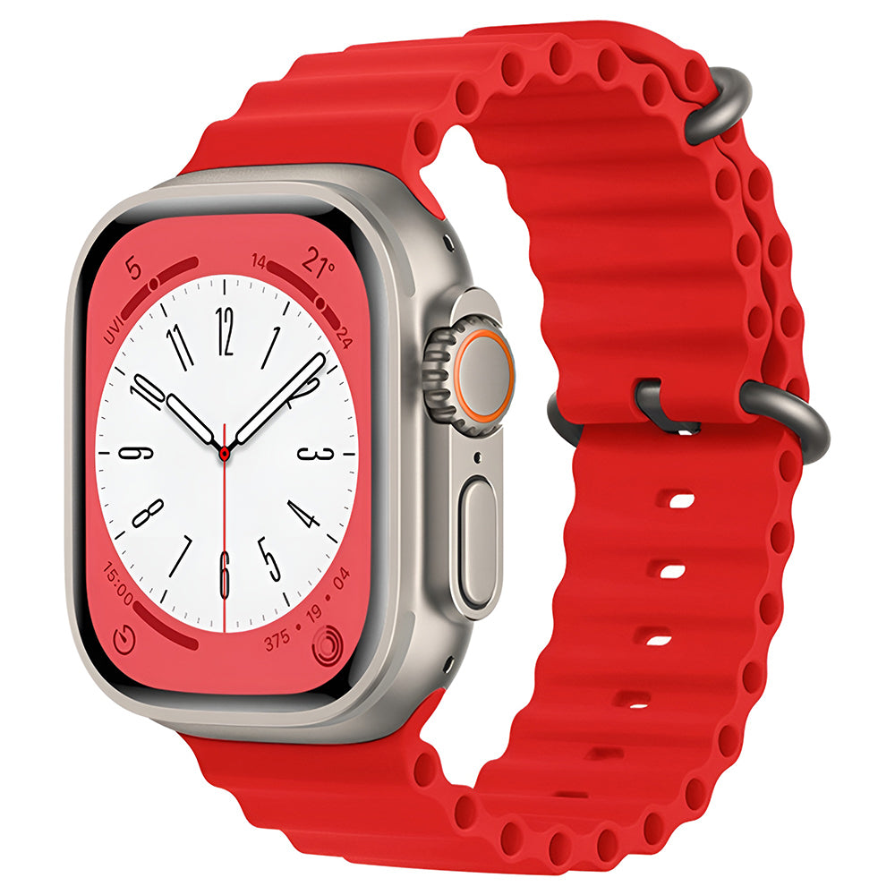 Techsuit - Watchband (W038) - Apple Watch 1/2/3/4/5/6/7/8/9/10/11/SE/SE 2/SE 3/Ultra/2/3 (42/44/45/46/49mm) - Red