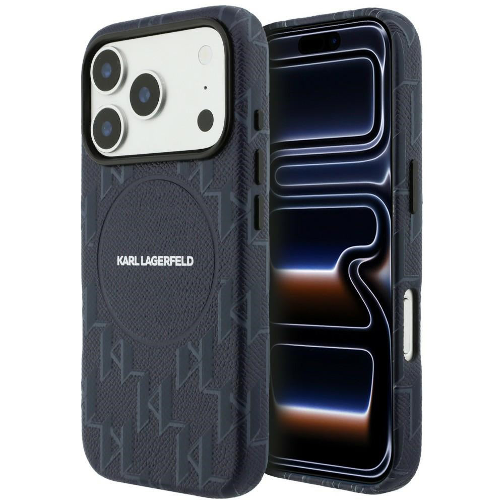 Karl Lagerfeld - Leather KL Monogram Logo MagSafe (KLHMP17X5PGKLMCB) - iPhone 17 Pro Max - Blue