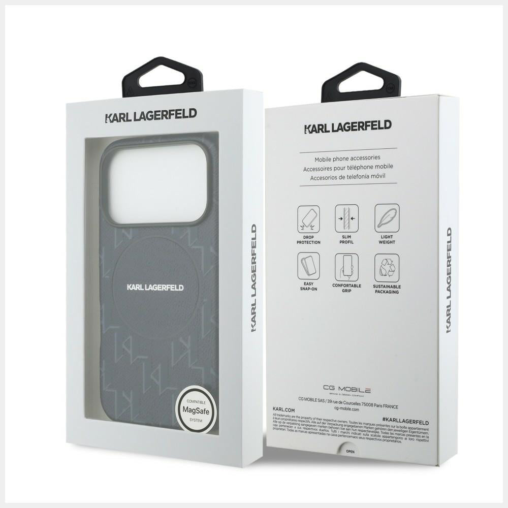 Karl Lagerfeld - Leather KL Monogram Logo MagSafe (KLHMP17X5PGKLMCB) - iPhone 17 Pro Max - Blue