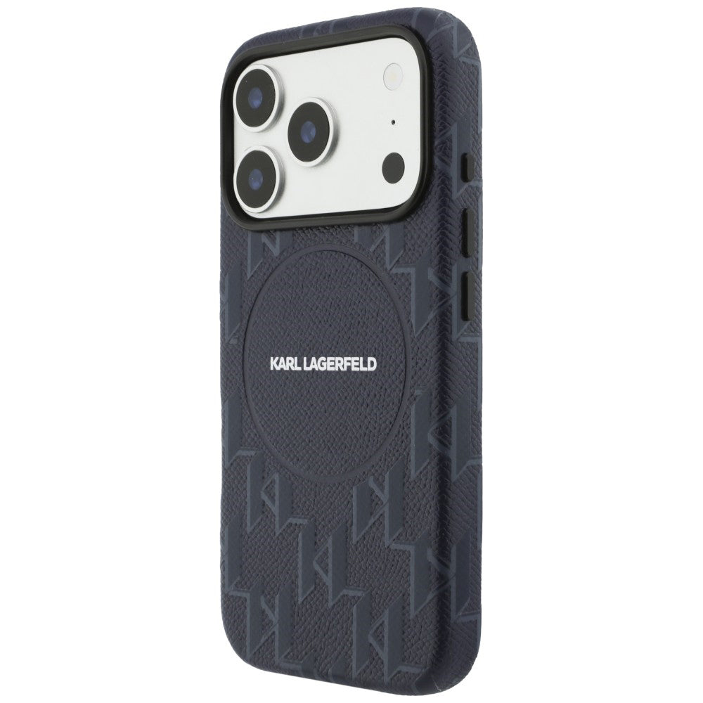 Karl Lagerfeld - Leather KL Monogram Logo MagSafe (KLHMP17X5PGKLMCB) - iPhone 17 Pro Max - Blue