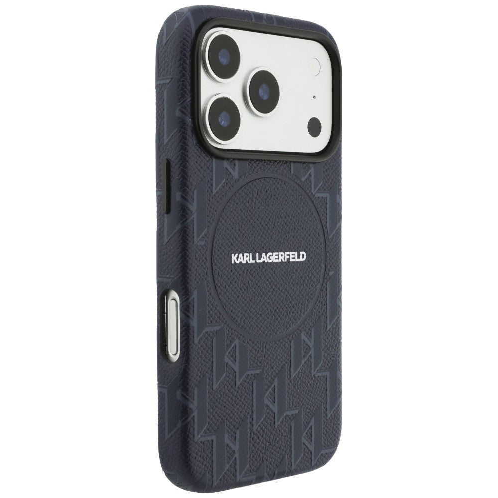 Karl Lagerfeld - Leather KL Monogram Logo MagSafe (KLHMP17X5PGKLMCB) - iPhone 17 Pro Max - Blue
