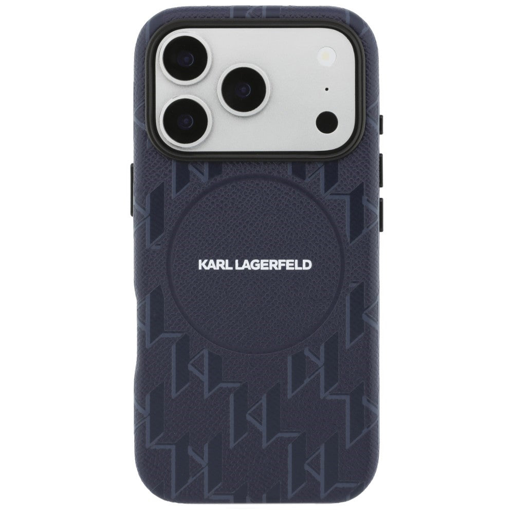 Karl Lagerfeld - Leather KL Monogram Logo MagSafe (KLHMP17X5PGKLMCB) - iPhone 17 Pro Max - Blue