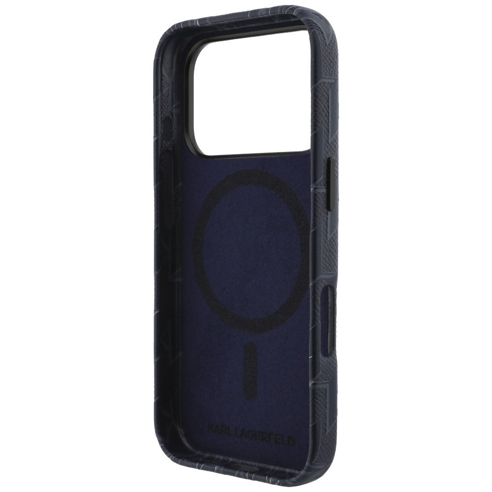 Karl Lagerfeld - Leather KL Monogram Logo MagSafe (KLHMP17X5PGKLMCB) - iPhone 17 Pro Max - Blue