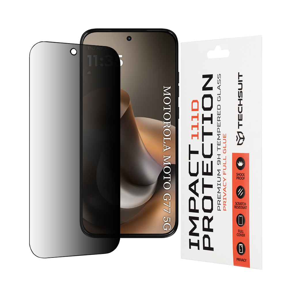 Techsuit - 111D Privacy Full Glue - Motorola Moto G77 / G67 - Black