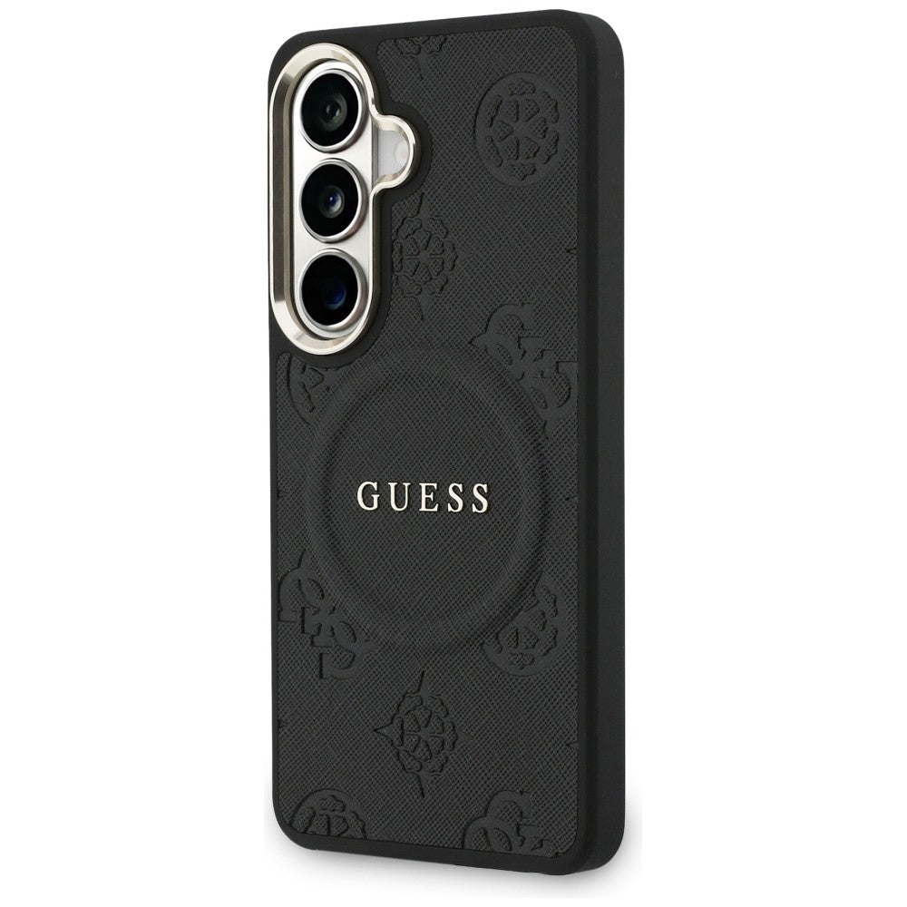 Guess - Saffiano Peony Embossed Ring MagSafe (GUHMS26MPSAMSECK) - Samsung Galaxy S26 Plus - Black