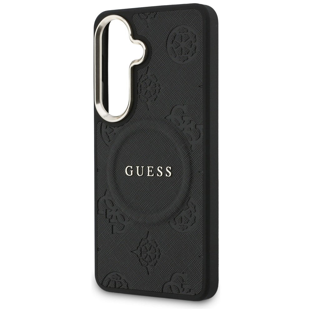 Guess - Saffiano Peony Embossed Ring MagSafe (GUHMS26MPSAMSECK) - Samsung Galaxy S26 Plus - Black