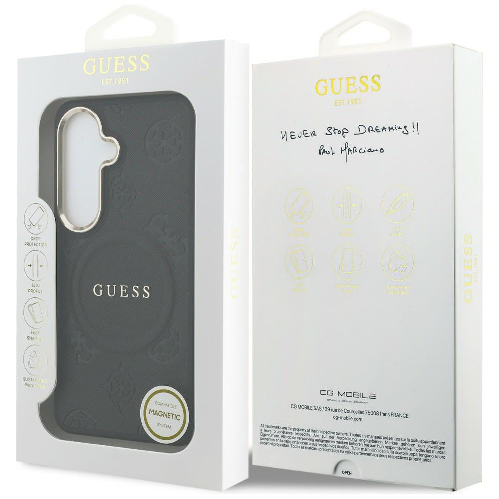 Guess - Saffiano Peony Embossed Ring MagSafe (GUHMS26MPSAMSECK) - Samsung Galaxy S26 Plus - Black