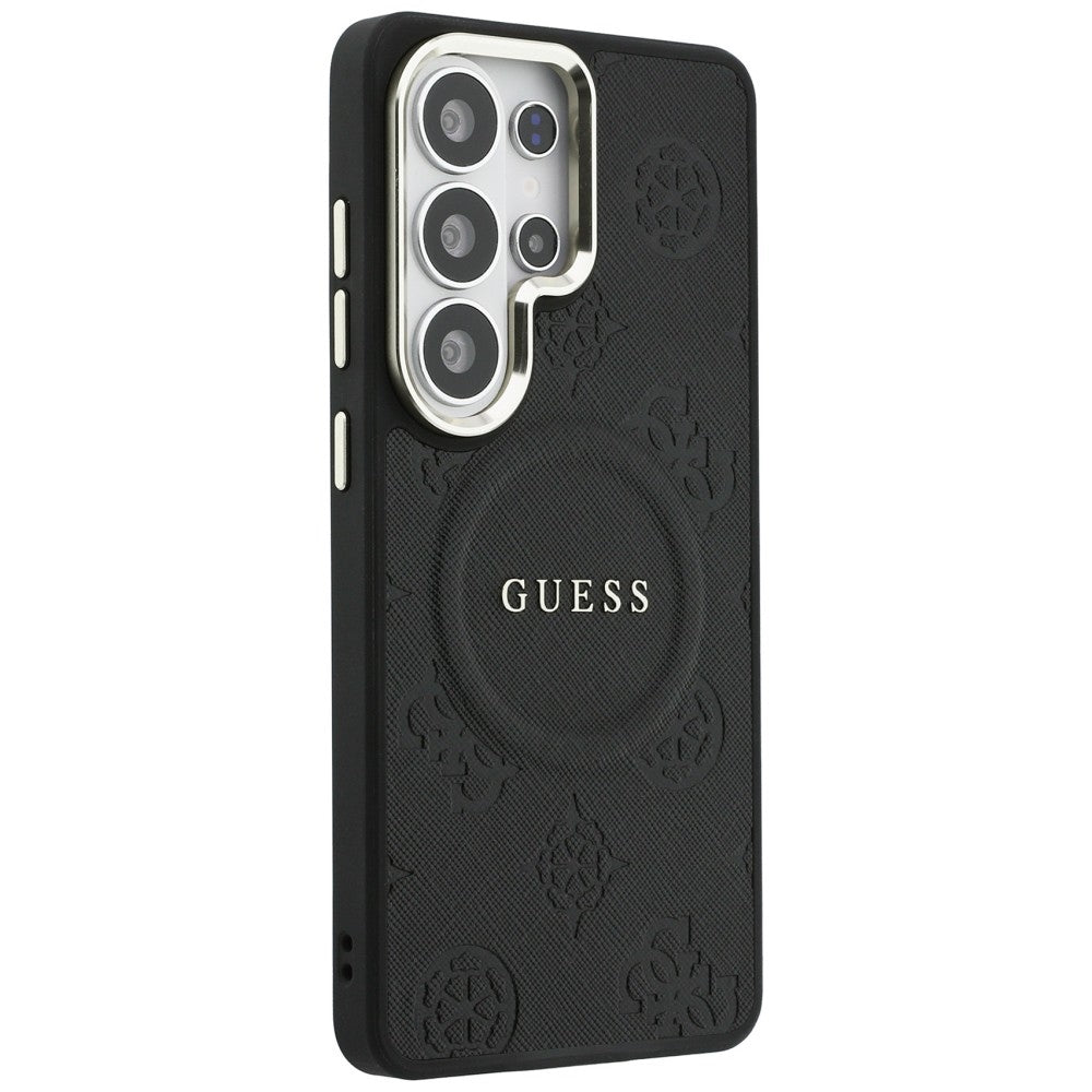 Guess - Saffiano Peony Embossed Ring MagSafe (GUHMS26LPSAMSECK) - Samsung Galaxy S26 Ultra - Black
