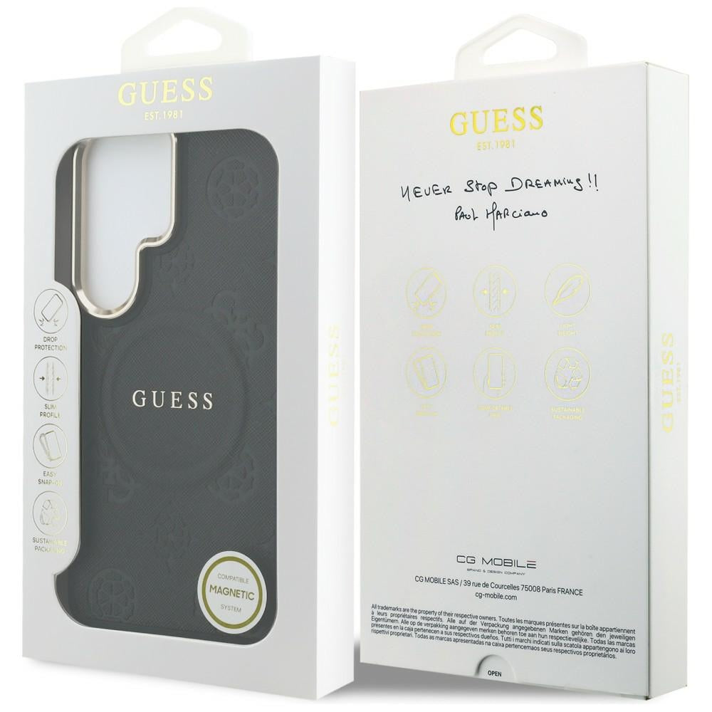 Guess - Saffiano Peony Embossed Ring MagSafe (GUHMS26LPSAMSECK) - Samsung Galaxy S26 Ultra - Black