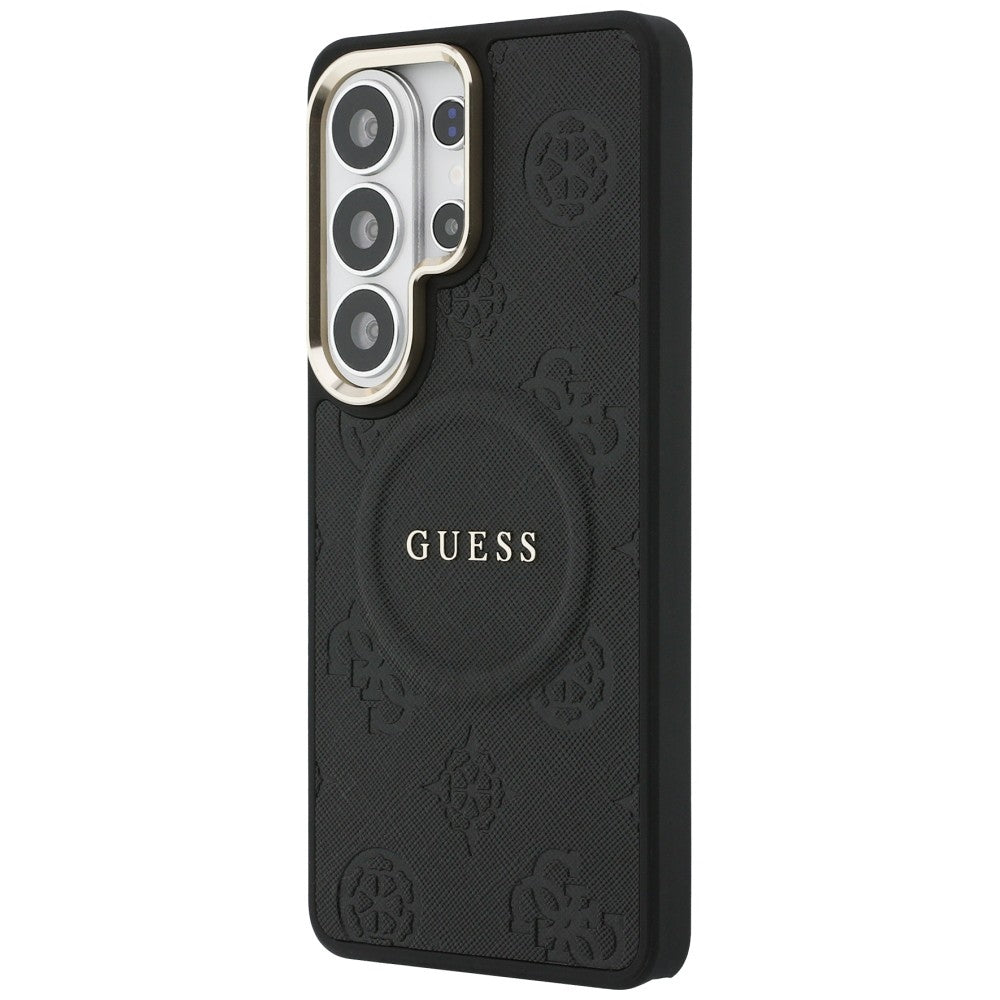 Guess - Saffiano Peony Embossed Ring MagSafe (GUHMS26LPSAMSECK) - Samsung Galaxy S26 Ultra - Black