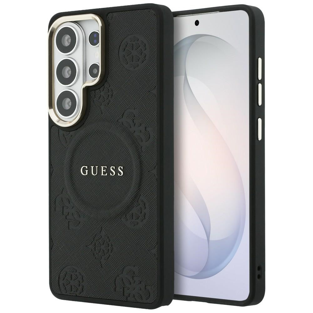 Guess - Saffiano Peony Embossed Ring MagSafe (GUHMS26LPSAMSECK) - Samsung Galaxy S26 Ultra - Black