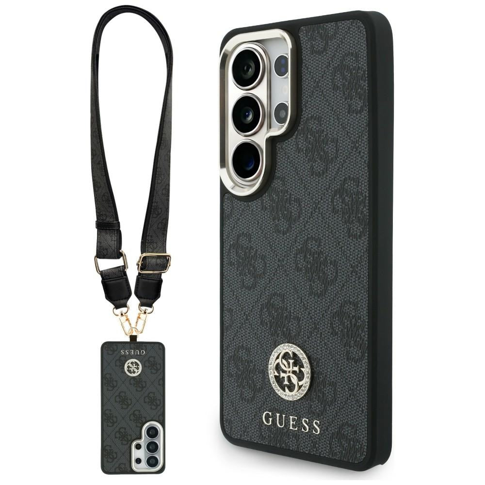 Guess Husa de protectie Guess 4G Big Rhinestone Triangle Strap MagSafe (GUHMS26LP4G4DCSK) compatibil cu Samsung Galaxy S