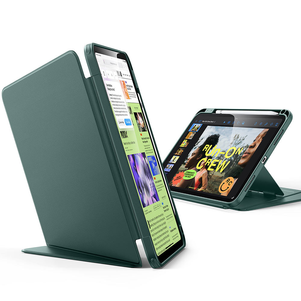 Husa pentru iPad 10 (2022) 10.9 / 11 (2025) / 12 (2026) - ESR Flip Hybrid (with Pencil Holder) - Midnight Green