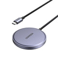 Ugreen - Magnetic Wireless Charger W703 (55206) - Fast Charge, Universal, Qi2, 15W, 360°, Built-in Type-C Cable, 1.5m - 