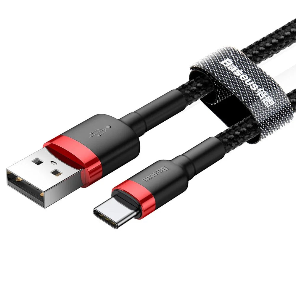 Baseus - Data Cable Cafule (CATKLF-A91) - USB to Type-C, 3A, 0.5m - Black / Red