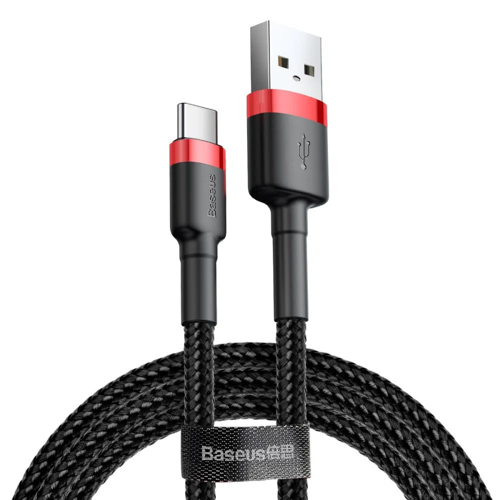 Baseus - Data Cable Cafule (CATKLF-A91) - USB to Type-C, 3A, 0.5m - Black / Red