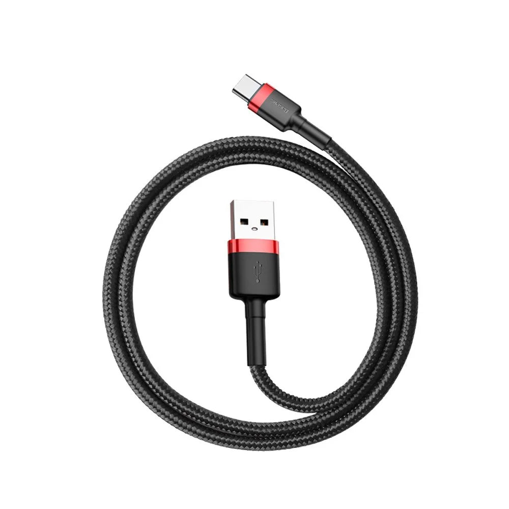 Baseus - Data Cable Cafule (CATKLF-A91) - USB to Type-C, 3A, 0.5m - Black / Red