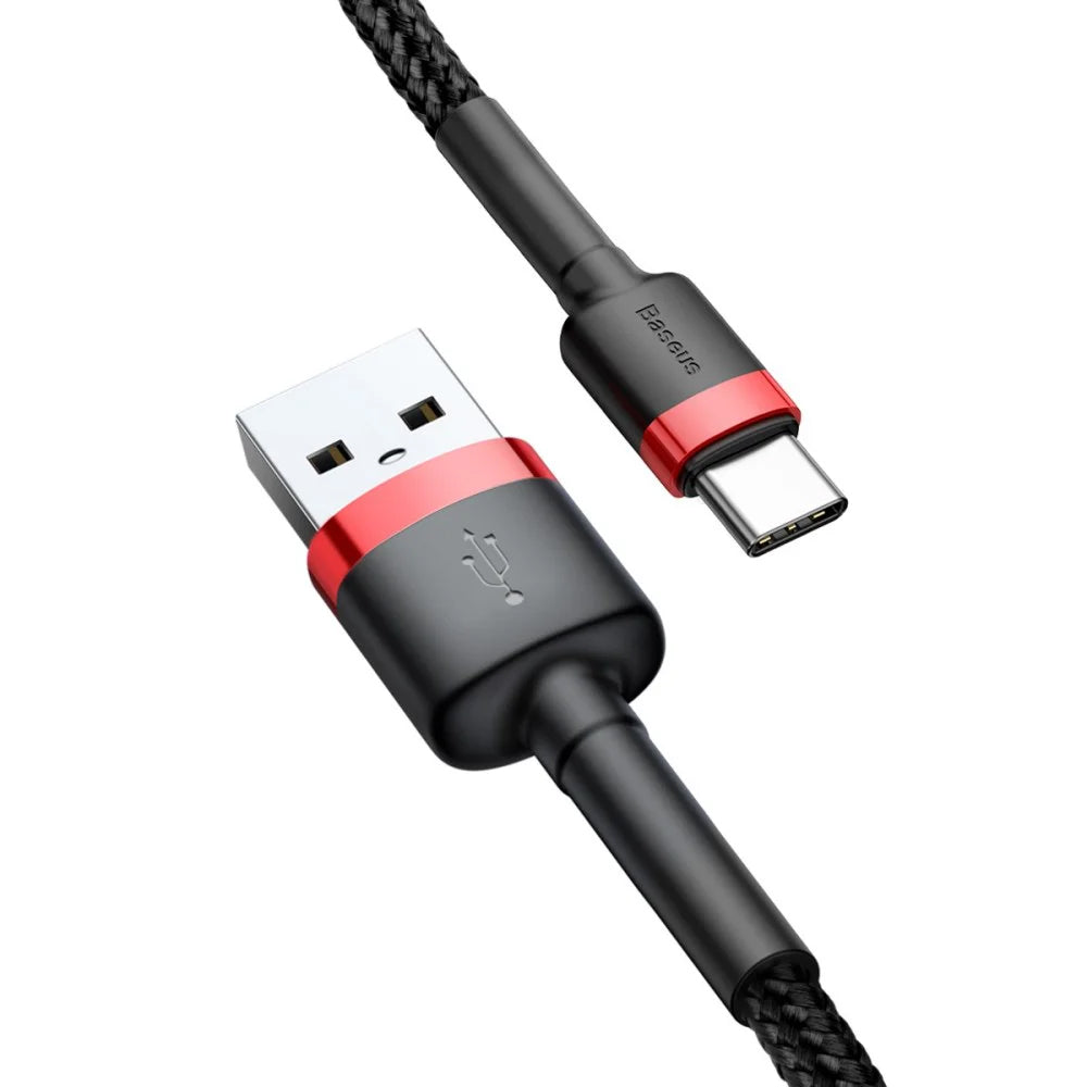 Baseus - Data Cable Cafule (CATKLF-A91) - USB to Type-C, 3A, 0.5m - Black / Red