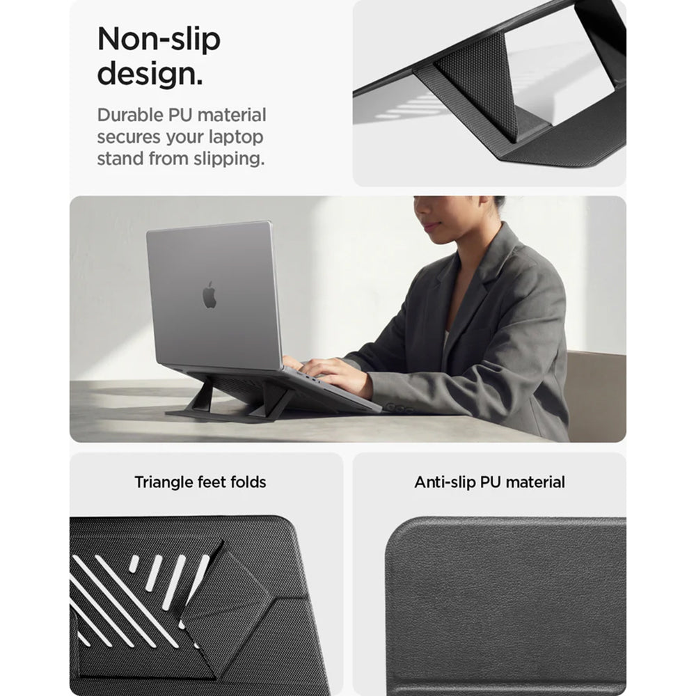 Spigen Suport Spigen Slim Fold Laptop Stand LD201-S6 (AMP11115), Foldable, Slim, Stable, Anti-Slip, Negru – imagine 6