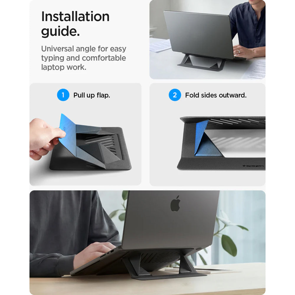 Spigen Suport Spigen Slim Fold Laptop Stand LD201-S6 (AMP11115), Foldable, Slim, Stable, Anti-Slip, Negru – imagine 7