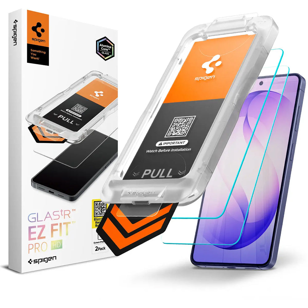 Spigen - (2 pack) Glas.tR EZ-FIT Pro HD (AGL11095) - Samsung Galaxy S26 - Clear