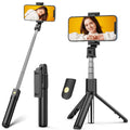 Techsuit - Selfie Stick (K07) - Compact Tripod Mount with Bluetooth Remote Control, Foldable, 70cm - Black